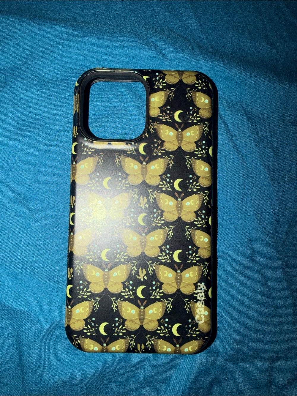CASELY iPhone 13 Pro Max Black & Gold Moth Pattern Phone Case
